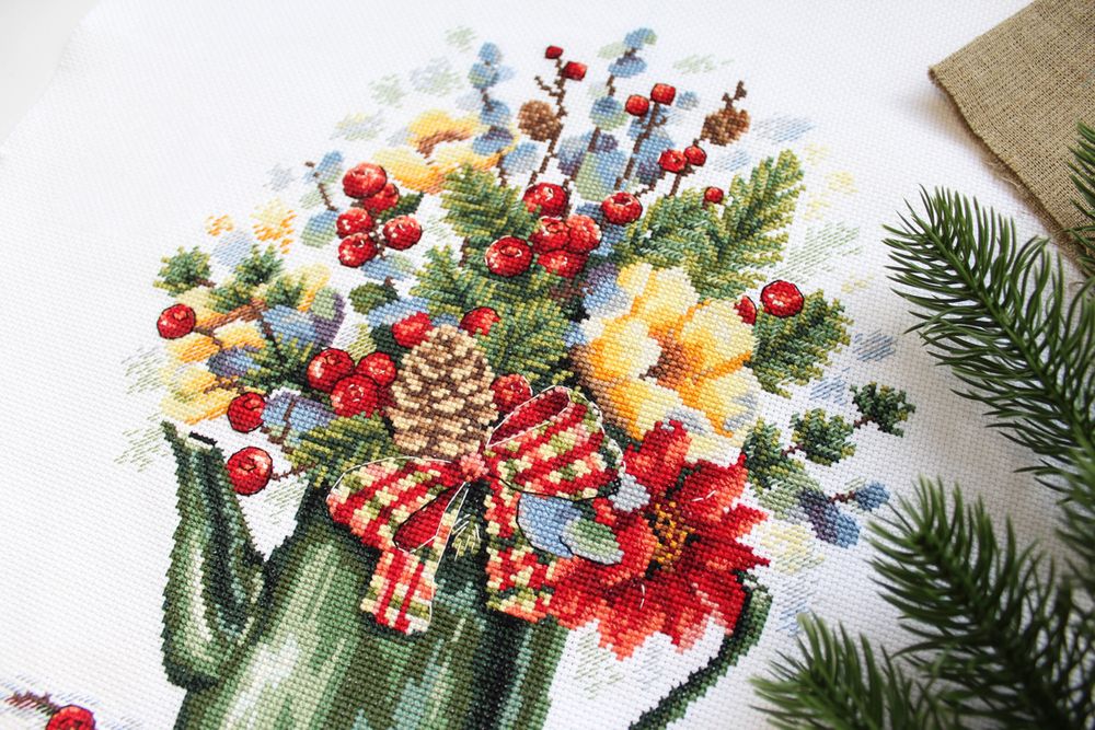 Набор для вышивания нитками МП Студия, Изысканный букет, 27х21 см