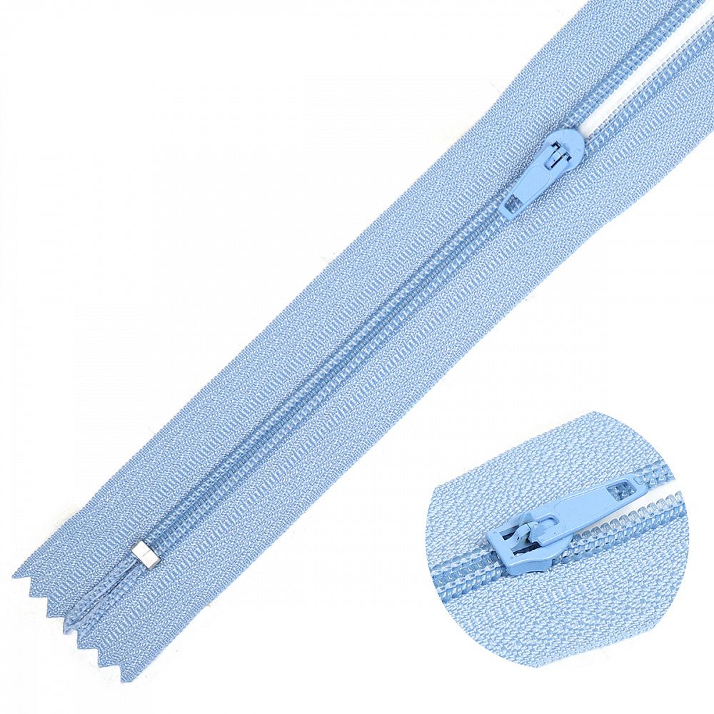 Молния спираль (витая) брючная Т4 (4 мм), 1 зам., н/раз., 20 см, п/автомат, цв.S352 голубой уп.100 шт, Mzipp Молния спираль (витая) брючная Т4 (4 мм), 1 зам., н/раз., 20 см, п/автомат, цв.S352 голубой уп.100 шт, Mzipp