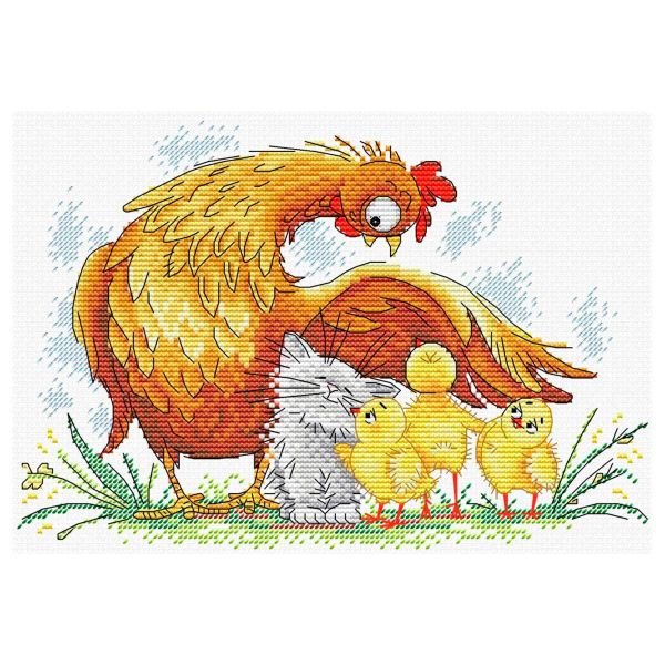 Набор для вышивания нитками МП Студия, Под маминым крылом 23х16см