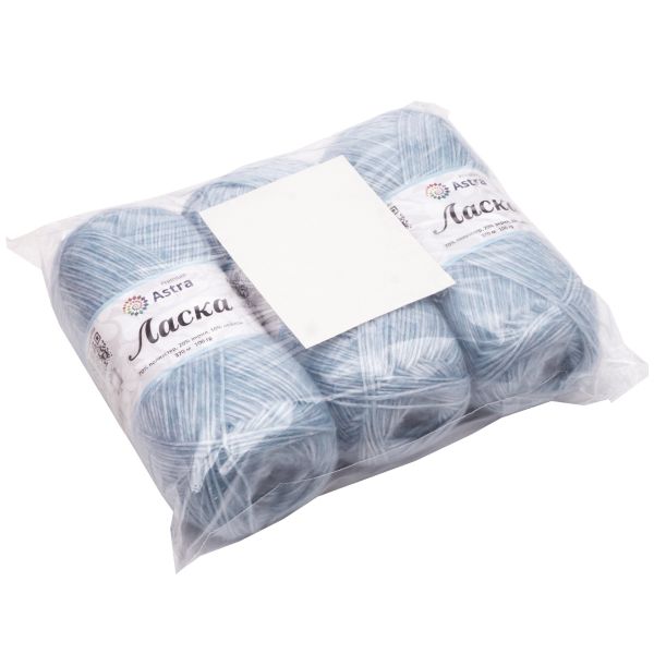 Пряжа Astra Premium (Астра Премиум) Ласка / уп.3 мот. по 100 г, 370 м, 510 светло-голубой