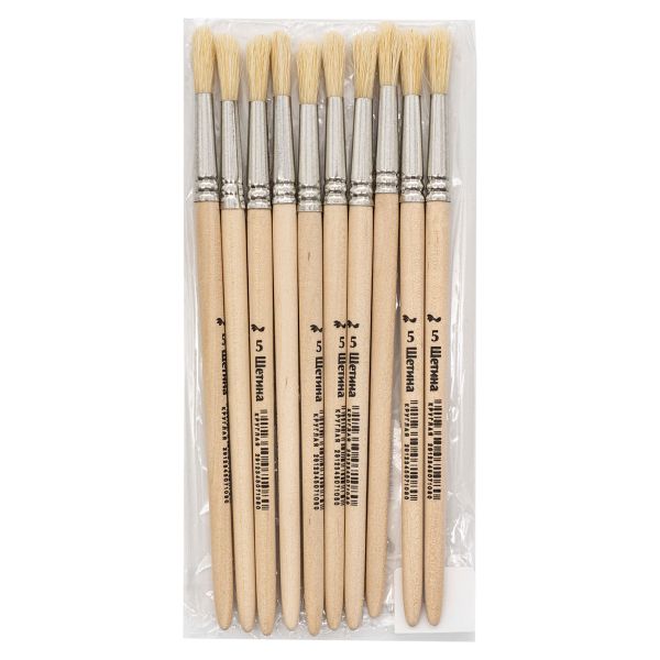 Кисть щетина школьная круглая №5,10 шт