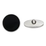 Пуговицы на ножке 40L (25мм), пластик (Black/S черный с серебром), RBz-94, 36 шт