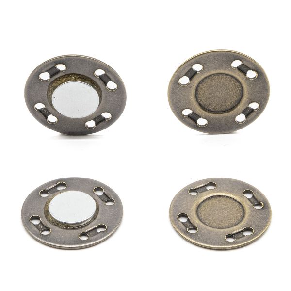 Кнопка магнитная металл пришивная ⌀20.0 мм, латунь, 10 шт, BIG