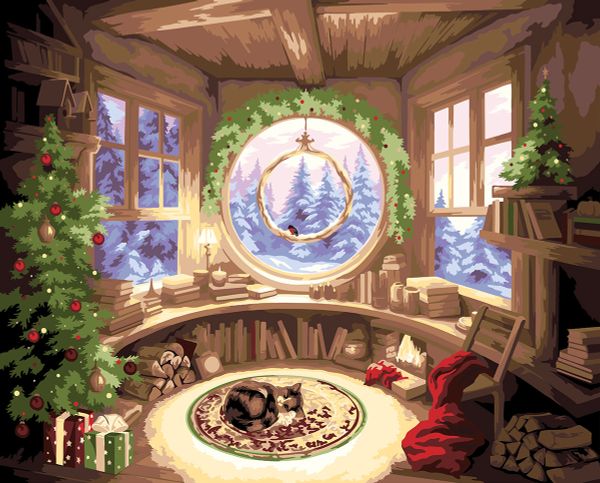 Картина по номерам Фрея PNB/PLDD-261, Рождественское настроение, (со светодиодами) 50х40 см