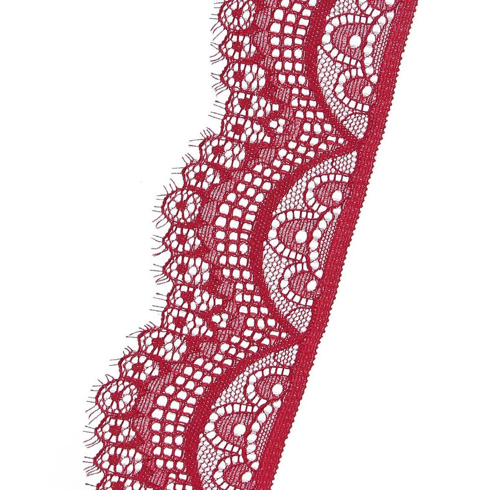 Кружево эластичное (стрейч) 60 мм / 3 метра, C520 темно-красный