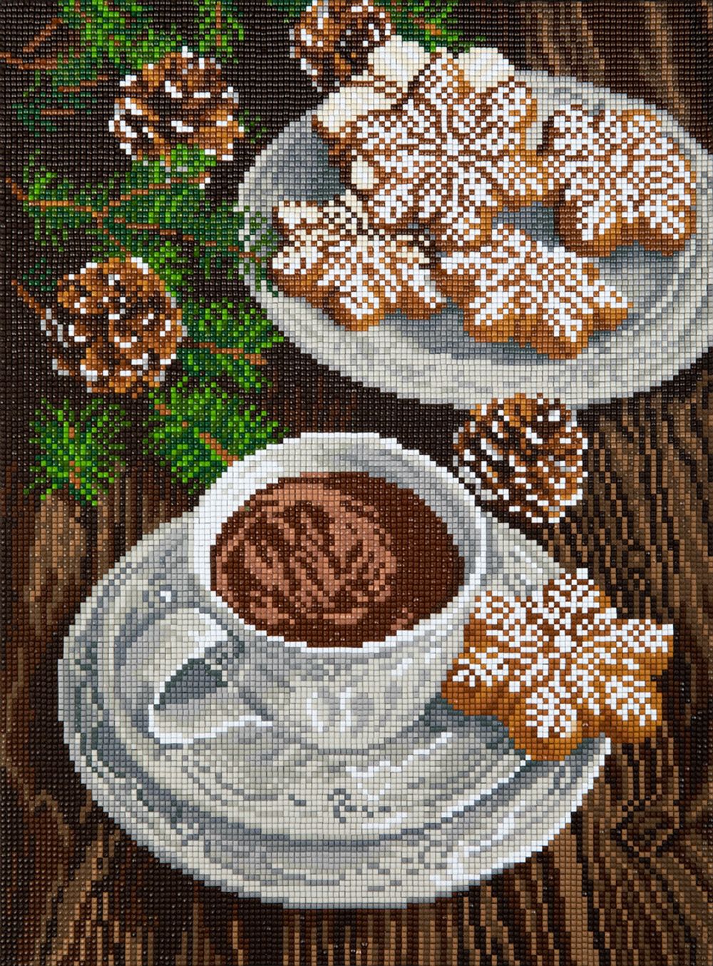 Алмазная (кристальная) мозаика Фрея, на подрамнике Какао с пряниками, 30х40 см