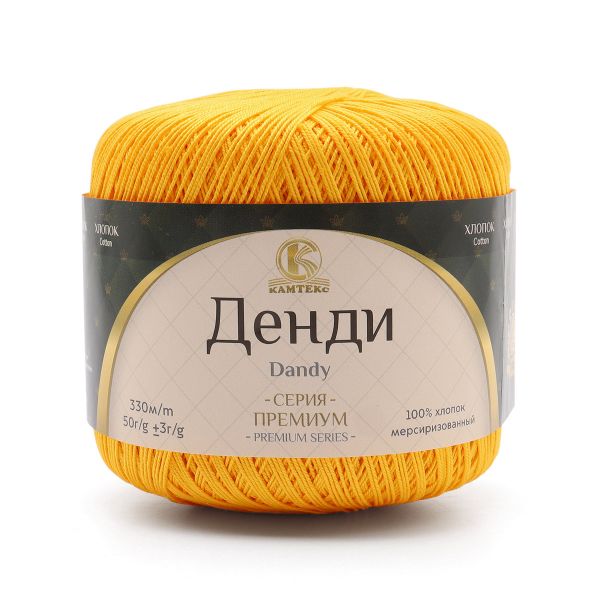 Пряжа Камтекс Денди / уп.10 мот. по 50 г, 330 м, 104 желтый
