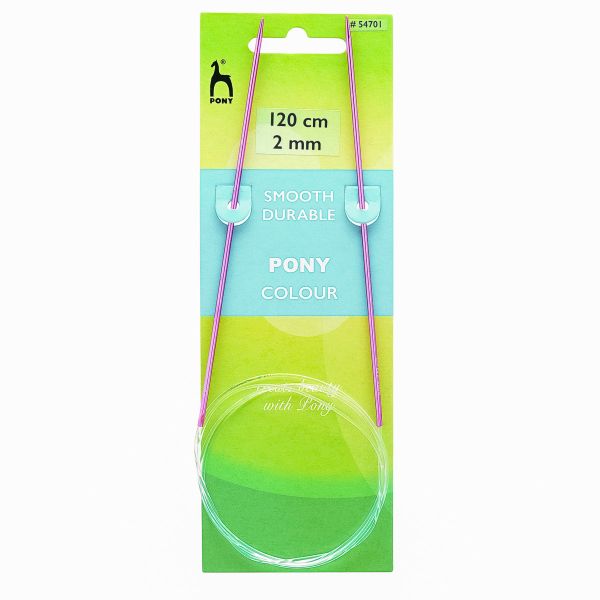 Спицы круговые Pony Colour ⌀2.0 мм, 120 см, алюминий, 54701