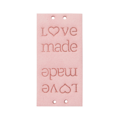 Бирка кожаная с тиснением Love Made 1,9х3,8см, уп.4 шт, розовый