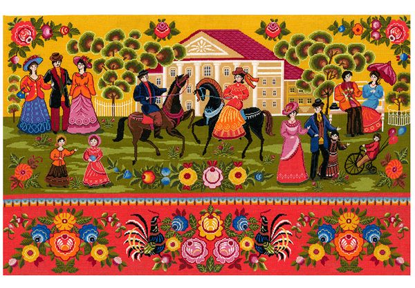 Набор для вышивания нитками Нитекс, Городецкие мотивы 79х49 см