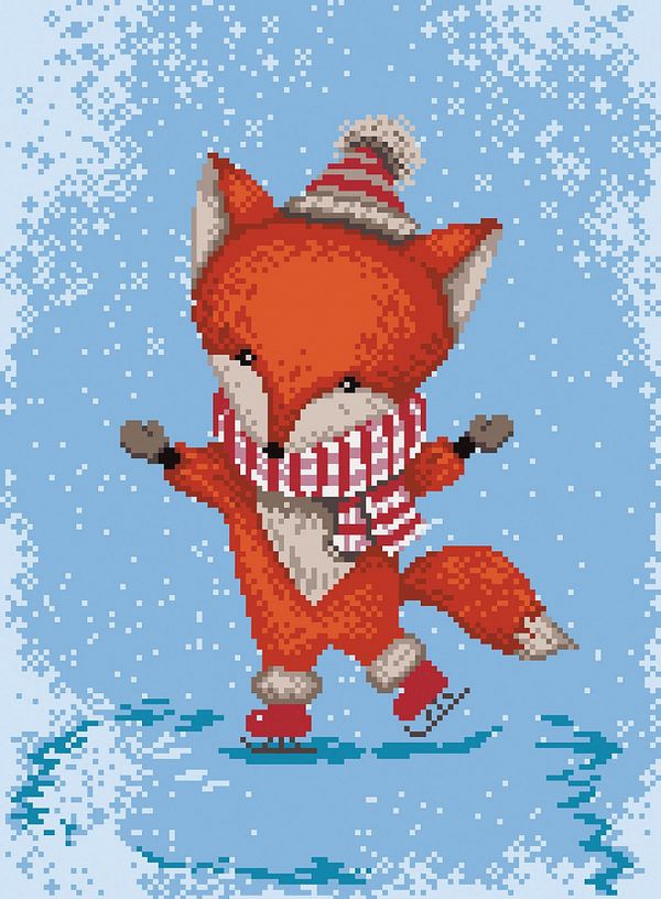 Рисунок для вышивания на канве Матренин Посад арт.28х37 - 1867 Лисичка на катке