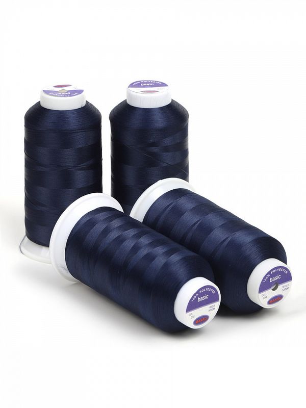 Нитки швейные текстурированные Max, 150D/1, 5000 м, 90г, 250 синий, 4 катушки