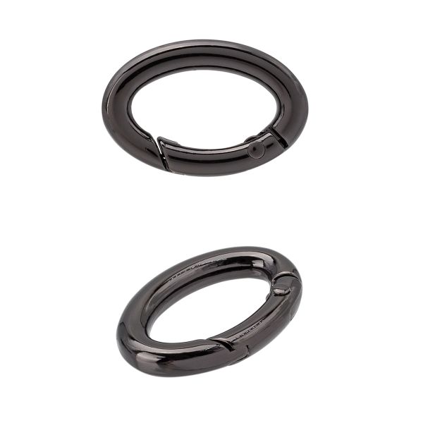 Карабин металл кольцо овал 20х11 мм, 10 шт, черный никель, ГУ12863