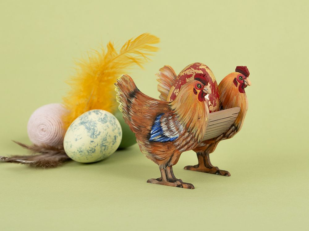 Подставка под яйцо фанера 8.8х5.4х8 см, Курочки, Mr.Carving КЛ-26