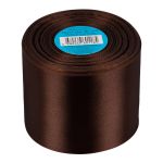 Лента атласная 1-сторонняя 75.0 мм / 33±2 метра, №154 т.коричневый, в термоплёнке, Gamma