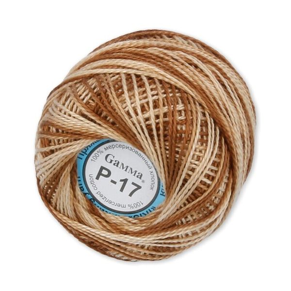 Пряжа нитки Ирис меланж / уп.10 мот. по 10 г, 82 м, Р-17 коричневый-св.коричневый, Gamma