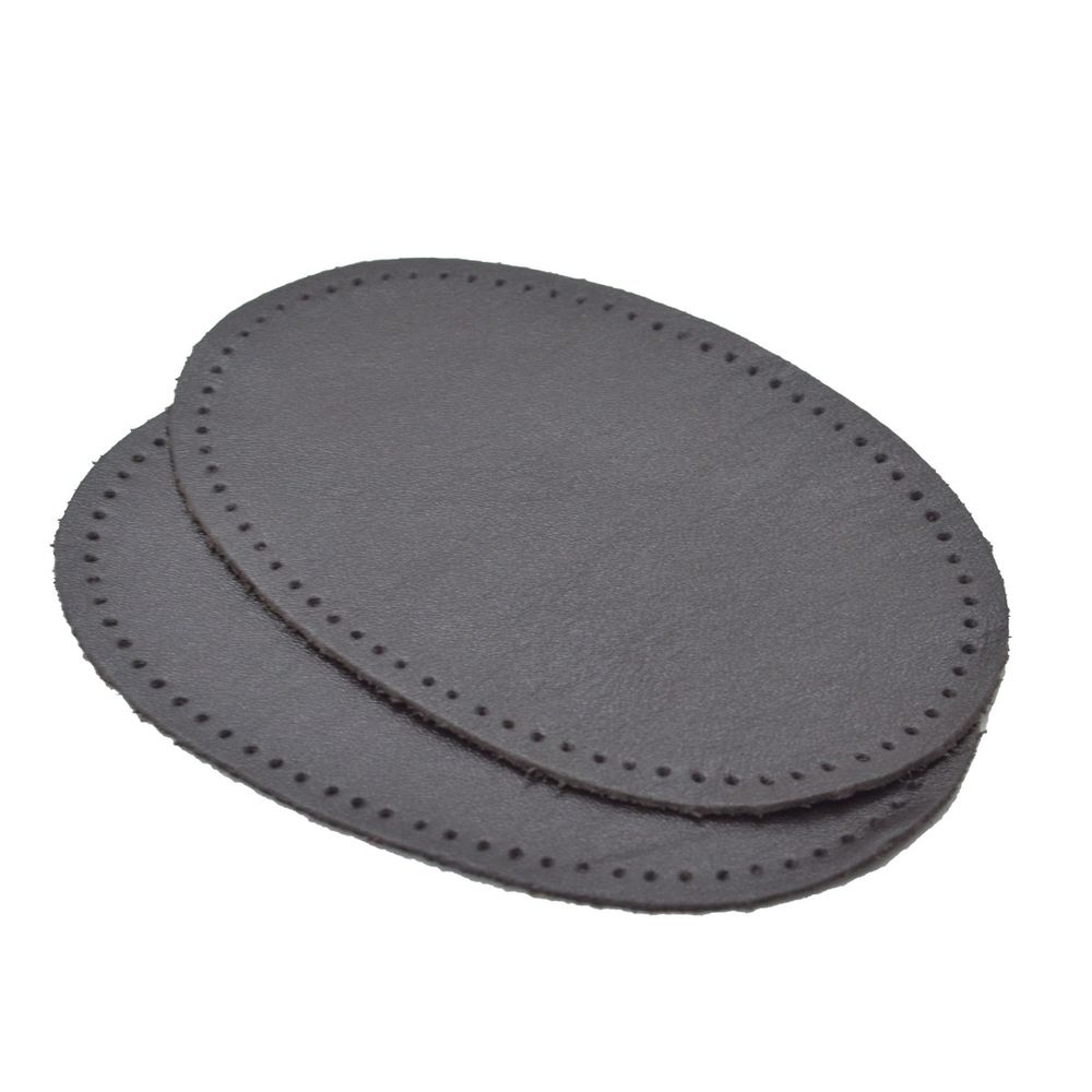 Заплатка, кожа, овал средний 9х13,5см с перфорацией, 2 шт в уп, 100% кожа, 03 т.коричневый