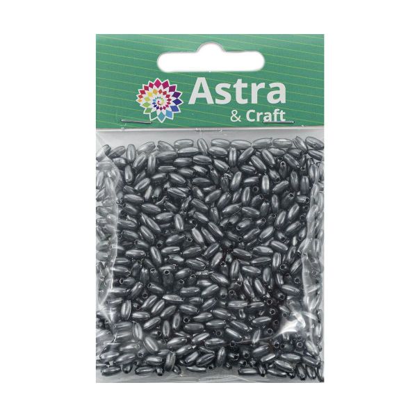 Бусины пластик (жемчуг) 3х6 мм, 15 г, Astra&Craft, J527 темно-серый