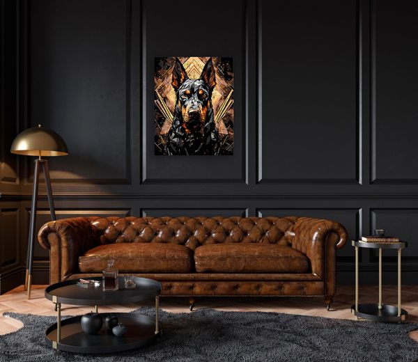 Картина по номерам Фрея PNB/PLPT-269, Доберман в золоте, (с поталью) 50х40 см