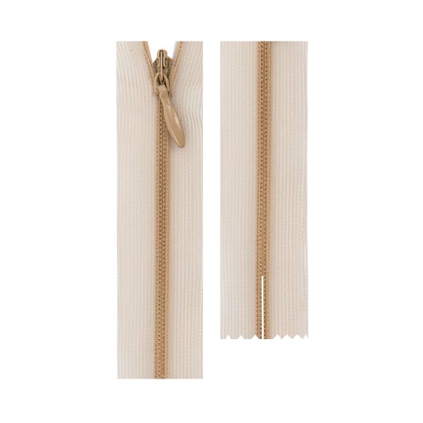 Молния спираль потайная плательная Т3 (3 мм) 1 зам., н/раз., 35 см, сетч.тесьма, 298 св.бежевый, G010S Gamma, 10 шт