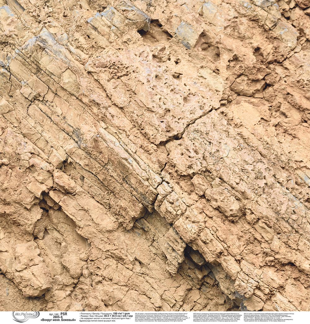 Бумага для скрапбукинга Вокруг меня. Бежевый 190 г/м², 30.5х30.5 см, 10 шт, 6, Mr.Painter PSR 2605