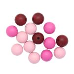 Бусины дерево розовый микс, 15 мм, 14 шт, Glorex /TOS/