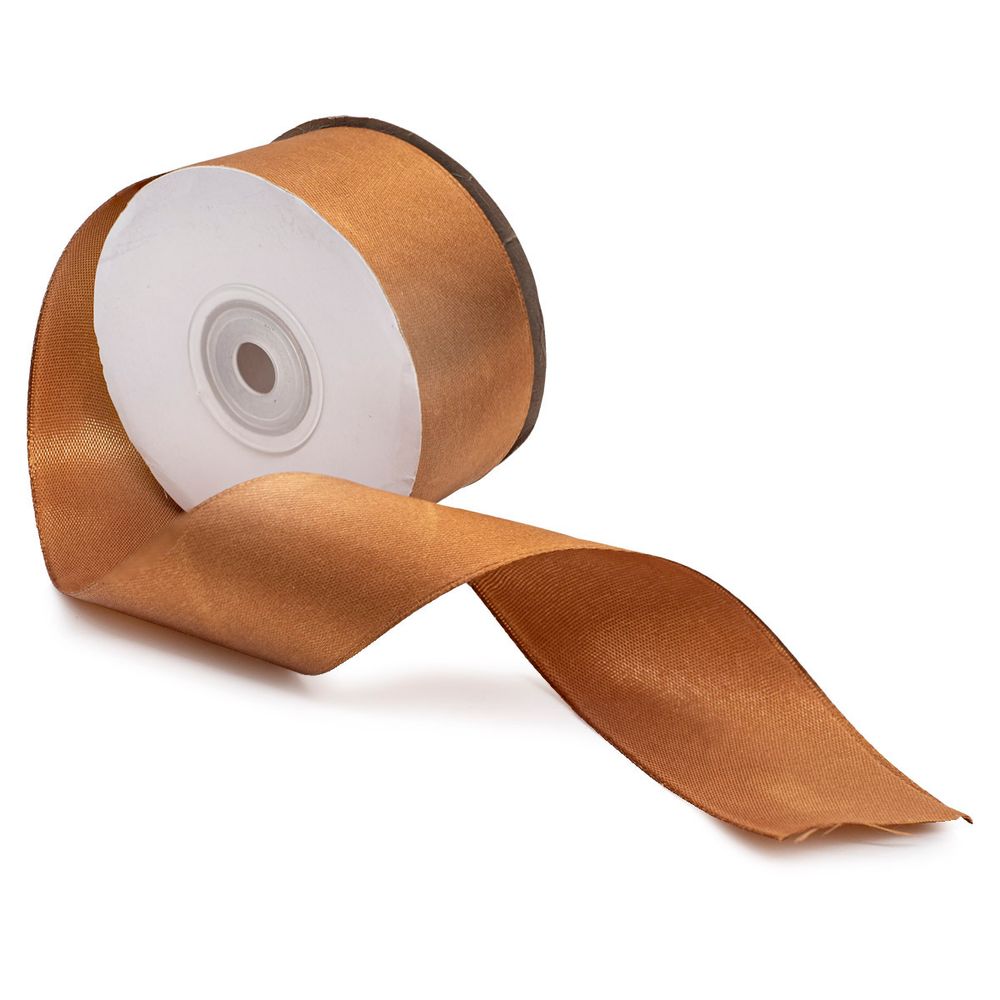 Лента атласная 1-сторонняя 38.0 мм / 22.86±1 метров, 070 золотисто-коричневый, Globus