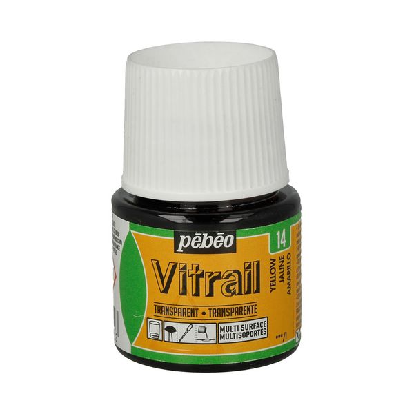 Краска для стекла и металла лаковая прозрачная Vitrail 45 мл, 050-014 желтый, Pebeo