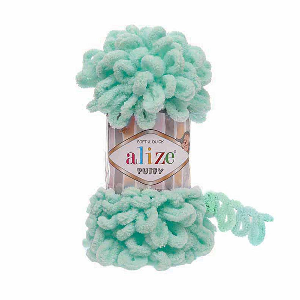 Пряжа Alize (Ализе) Puffy / уп.5 мот. по 100 г, 9м, 019 светло-бирюзовый A