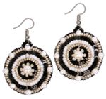 Набор для вышивания бисером Klart, серьги круглые Черно-белый орнамент, 3,5х4 см
