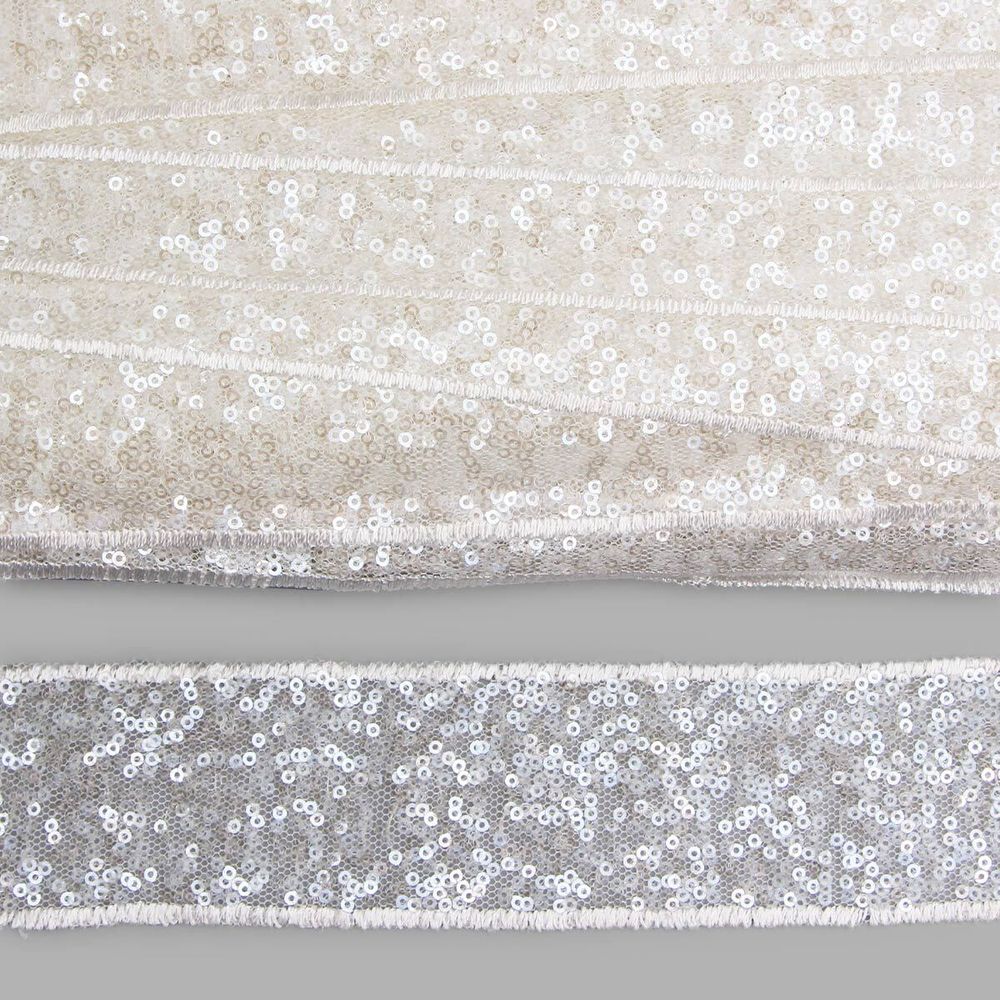 Тесьма с пайетками 4см / 14,63м (белое серебро), 3AR071