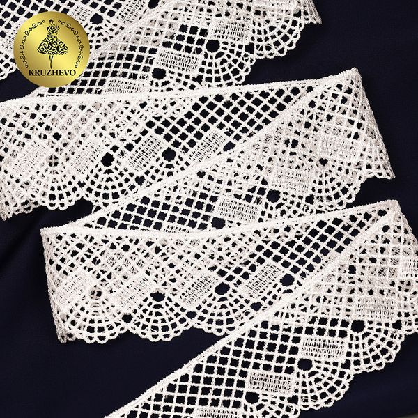 Кружево гипюр (плетёное) 45 мм, TBY.8540E, теплый белый, 13.71м, Kruzhevo