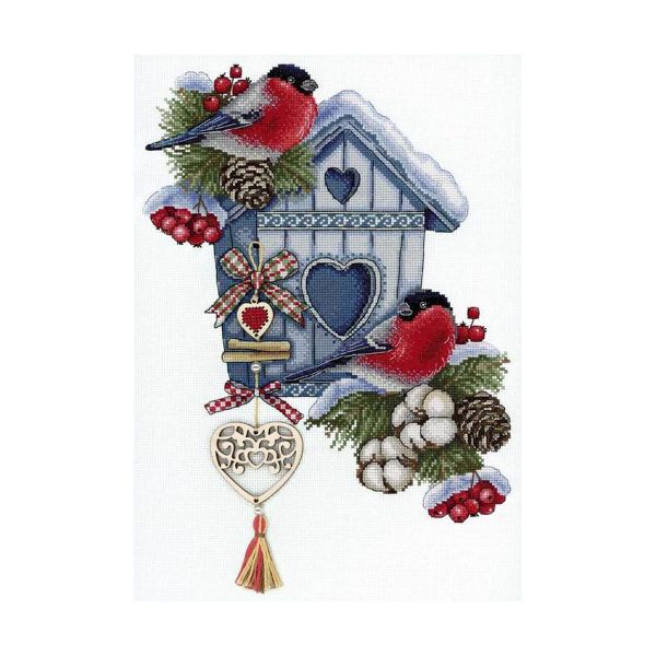 Набор для вышивания нитками МП Студия, Морозное гнездышко 30х20 см