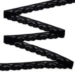Кружево эластичное (стрейч) 25 мм / 3.4 метра, цвет черный