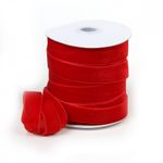 Лента бархатная (тесьма) 20.0 мм / 22.86±1 метров, арт.20VR42 нейлон цв.т.красный