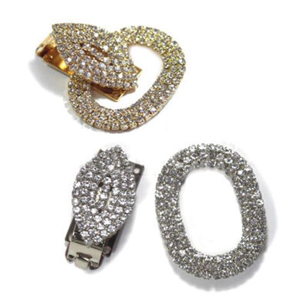 Застежка декоративная металл 50х33 мм, 2 шт, 30 золото (прозрачный), Micron GH 1016