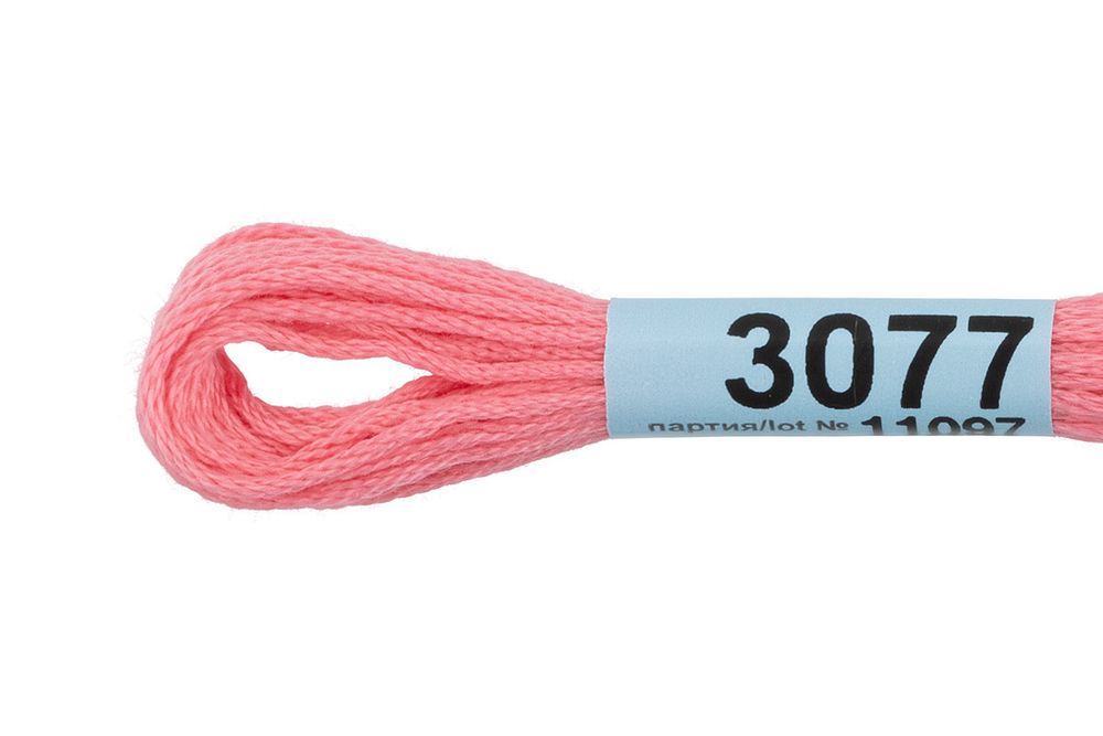 Мулине Gamma 100% хлопок, цв.3077 розовый, 24 мотка по 8 метров