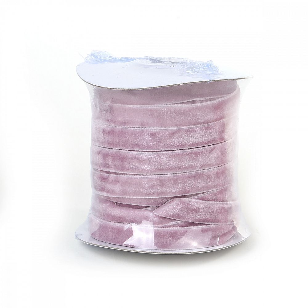 Лента бархатная (тесьма) 10.0 мм / 22.86±1 метров, арт.10VR73 нейлон цв.сиреневый