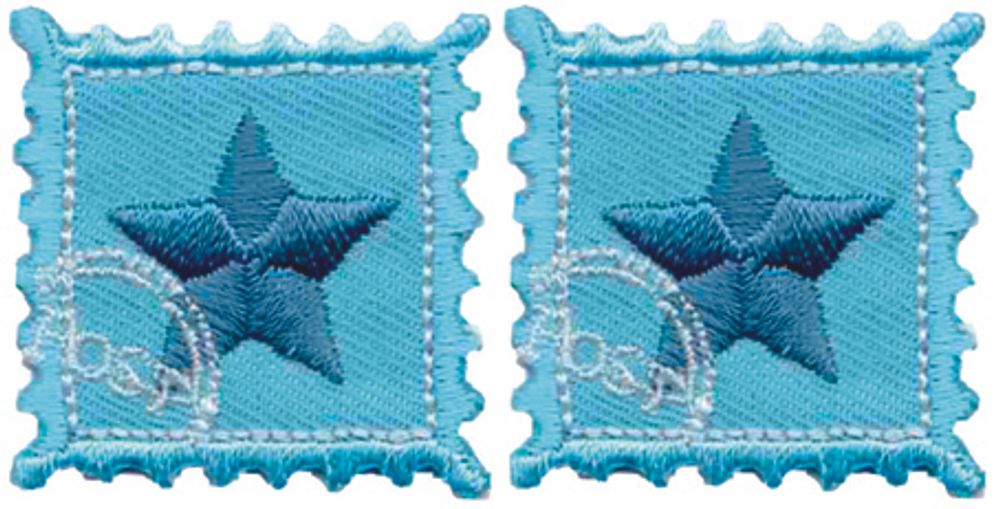 Термоаппликация HKM, &quot;Briefmarke Stern hellblau&quot; (3,5х2,5 см), 2 шт