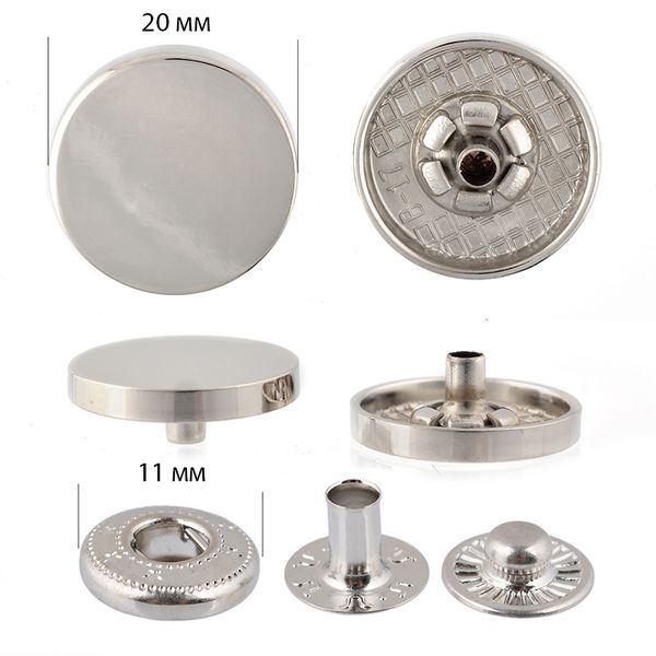 Кнопка Альфа (S-образная) ⌀20.0 мм, ≈50 шт, (внутренние ⌀11 мм) цв.никель, TY.B-20.633, TBY