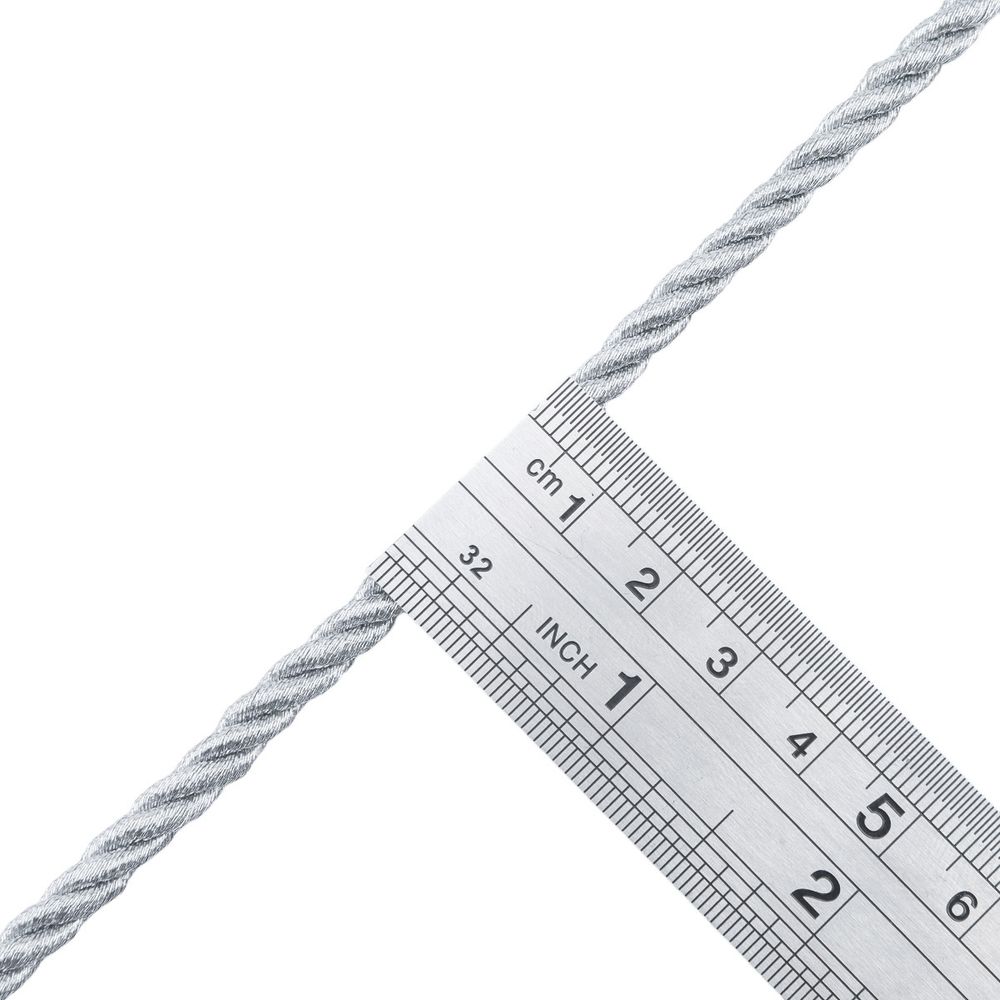 Шнур витой ⌀5.0 мм / 50 метров, металлизированный, серебро