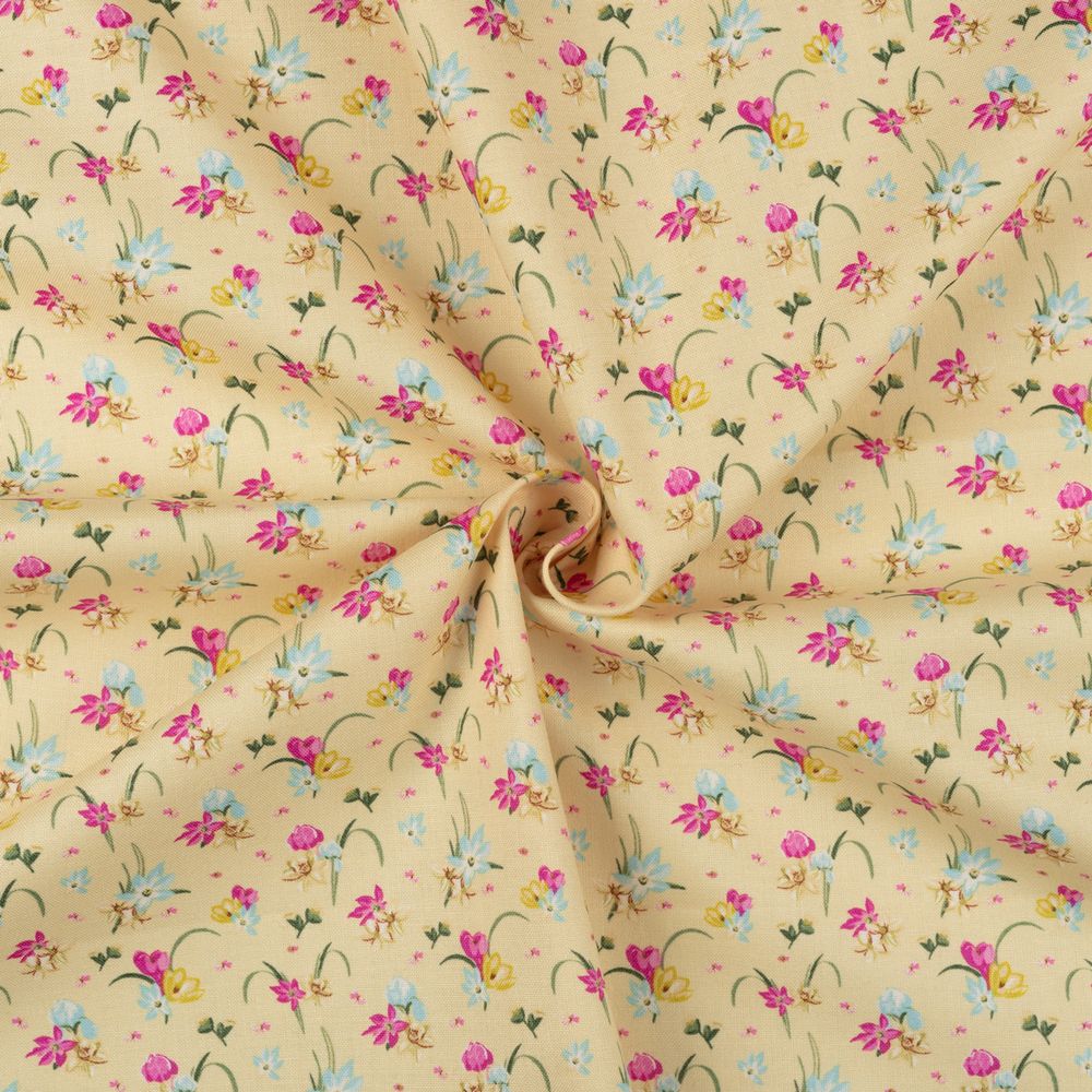 Ткань для пэчворка Peppy Весенний этюд, отрез 50х55 см, 146 г/м², ВЭ-13 желтый, Peppy