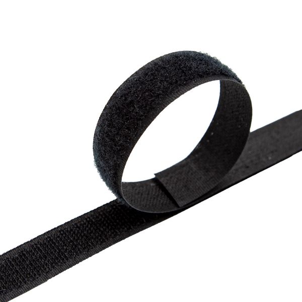 Лента контактная липучка (велкро) пришивная 20 мм / 25 метров, черный, ПАРА (крючок+петля), качество 