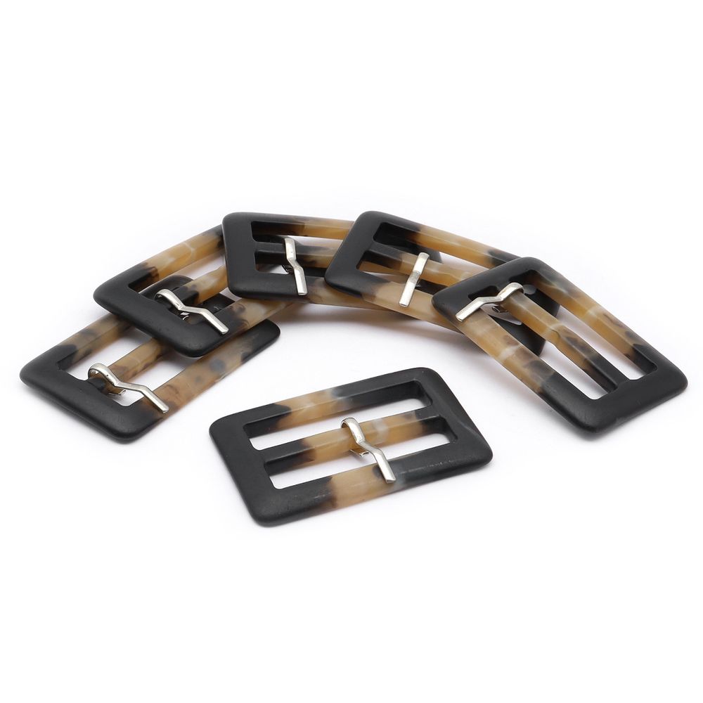 Пряжка с язычком 50мм ушко, 42х67 мм, черно-коричневая матовая, 6 шт