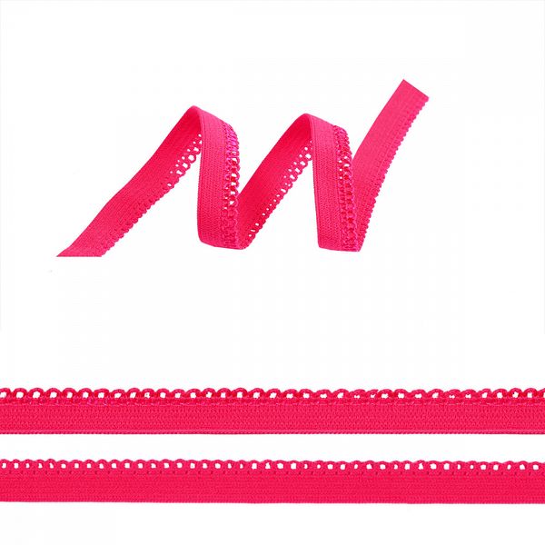 Резинка бельевая (ажурная) 10.0 мм / 1000 метров, RB03 ярк.розовый F144