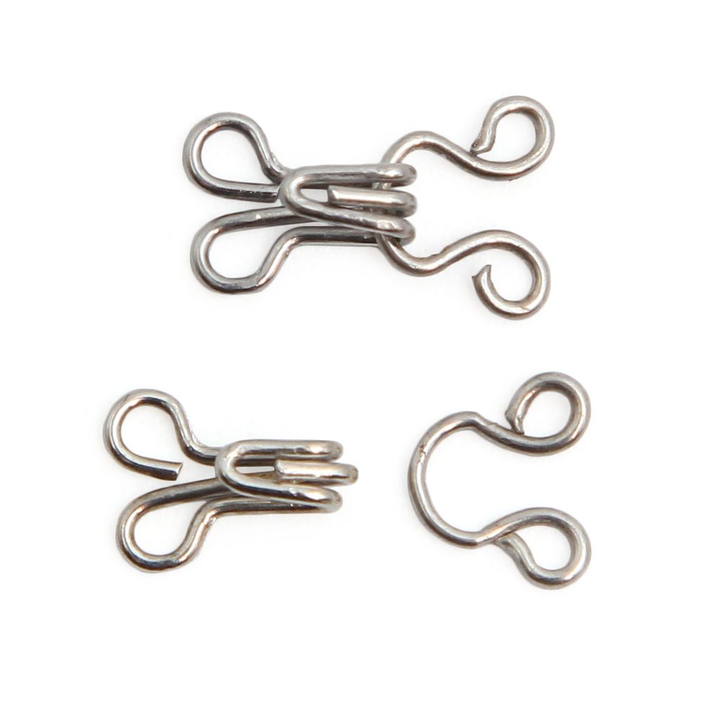 Крючки пришивные металл 12х7 мм, никель, 100 шт