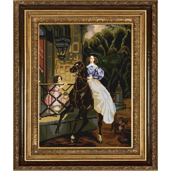 Рисунок для вышивания бисером Конек (ткань), 9708 Всадница 29х39 см