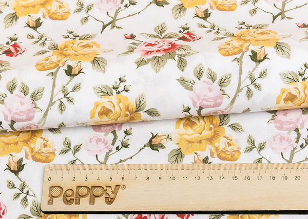 Ткань для пэчворка Peppy Версальские сады, рулон 112 см / 5 метров, ВС-15 белый, Peppy