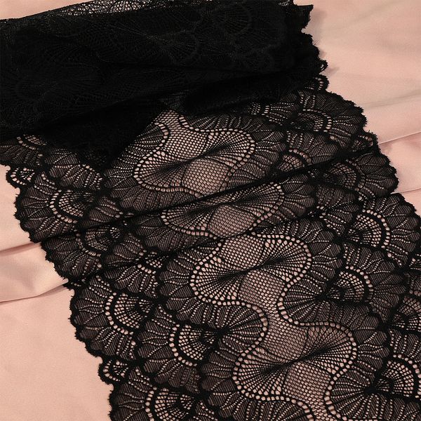 Кружево бельевое эластичное 195 мм / 10 м, цв.02 черный, Kruzhevo