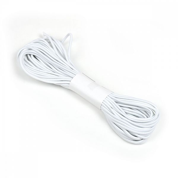 Резинка шляпная (шнур эластичный) ⌀3.0 мм / 10 метров, цв.F101 белый